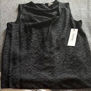 Calvin Klein Textured Black Sleeveless Blouse